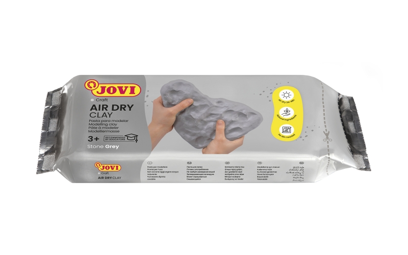 jovi air dry pasta para modelar 500gr endurecible al aire tacto fresco facil de moldear multi superficie secado en 24h acabado fino color gris