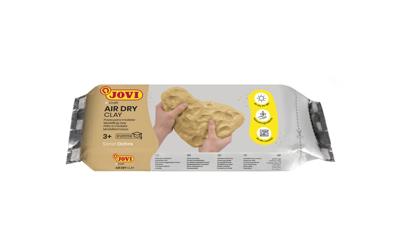 jovi air dry pasta para modelar 250gr endurecible al aire tacto fresco facil de moldear multi superficie secado en 24h acabado fino color ocre
