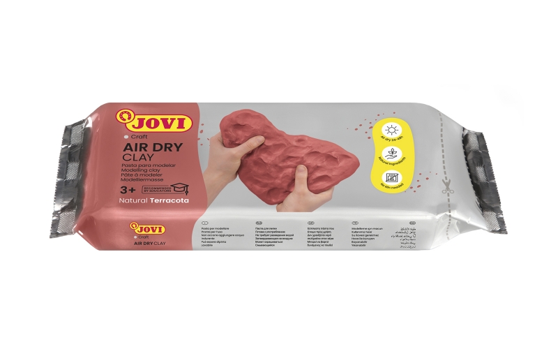 jovi air dry pasta para modelar 500gr endurecible al aire tacto fresco facil de moldear multi superficie secado en 24h acabado fino color terracota