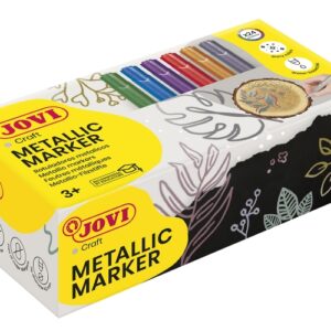 jovi metalic caja de 24 rotuladores colores efecto metalico tinta base de agua facil limpieza ideal para papel oscuro y cartulina colores surtidos