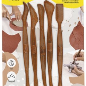 jovi modelling spatulas skin pack 5 modeladores para arcilla, barro y plastilina herramientas de moldeado accesorios para creaciones artisticas color marrón