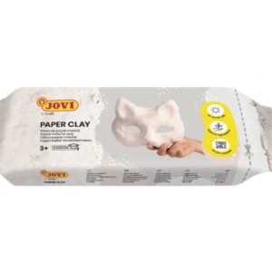 jovi paper clay pasta de papelmache 680gr lista para usar secado al aire ligera y facil de modelar no mancha ideal para figuras y mascaras color blanco