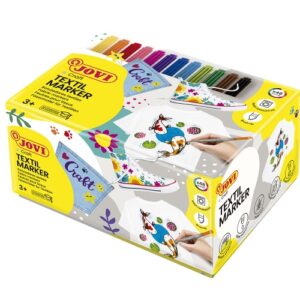 jovi textil caja de 48 rotuladores textil tinta base agua punta pincel resistente a lavados secado rapido color surtido