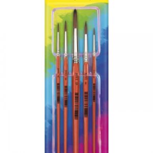 jovi artistic paintbrushes blister con 5 pinceles redondos pelo natural mango de madera calibre 00 al 12 punta redonda pelo suave color varios