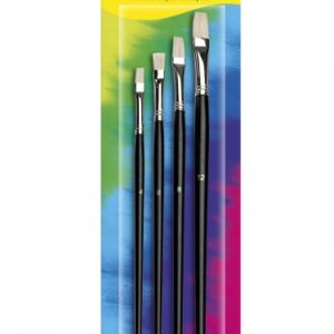 jovi artistic paintbrushes blister con 4 pinceles planos pelo natural mango de madera punta plana pelo duro color negro