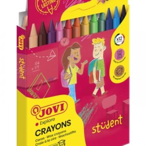 jovi crayons student estuche de 12 ceras plasticas resistentes no manchan agradables de rayar acabado brillante gran duracion colores mezclables color surtido