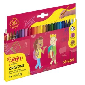 jovi crayons student estuche de 24 ceras resistentes no manchan agradables de rayar acabado brillante gran duracion mezclables color surtido