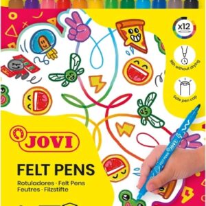 jovi felt pen extuche 12 rotuladores de doble punta punta fina y maxi amplia variedad de tonos tinta de gran fijacion colores surtidos
