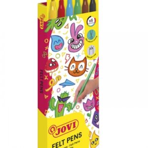 jovi felt pens estuche de 6 rotuladores tinta de gran fijacion punta de 3mm capuchon de seguridad ventilado grip triangular ergonomico trazo homogeneo e intenso color surtido