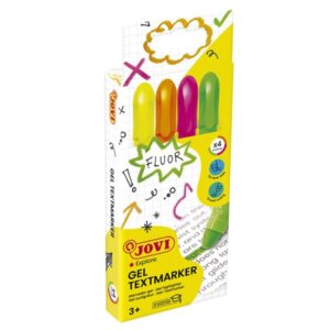 jovi gel textmarker pack con 4 marcadores de texto fluorescentes gel en seco no traspasan secado rapido aptos para luz negra colores surtidos