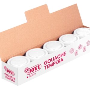 jovi bote de tempera escolar 35ml aplicacion en multiples superficies uso con pincel, rodillo o espatula colores mezclables color blanco