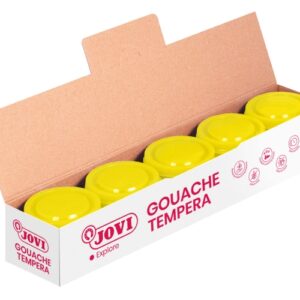 jovi bote de tempera escolar 35ml aplicacion en multiples superficies uso con pincel, rodillo o espatula colores mezclables color amarillo