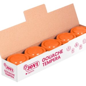 jovi bote de tempera escolar 35ml aplicacion en multiples superficies uso con pincel, rodillo o espatula colores mezclables color naranja