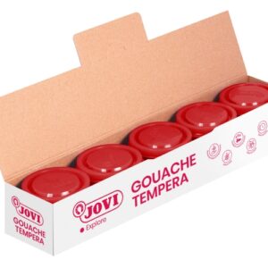 jovi bote de tempera escolar 35ml aplicacion en multiples superficies uso con pincel, rodillo o espatula colores mezclables color rojo bermellon