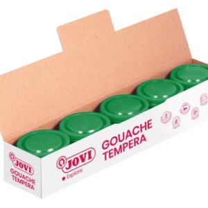 jovi bote de tempera escolar 35ml aplicacion en multiples superficies uso con pincel, rodillo o espatula colores mezclables color verde