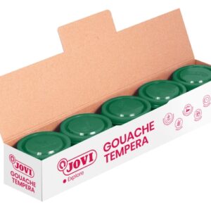 jovi bote de tempera escolar 35ml aplicacion en multiples superficies uso con pincel, rodillo o espatula colores mezclables color verde oscuro