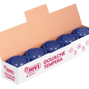 jovi bote de tempera escolar 35ml aplicacion en multiples superficies uso con pincel, rodillo o espatula colores mezclables color azul oscuro