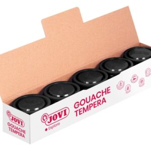 jovi bote de tempera escolar 35ml aplicacion en multiples superficies uso con pincel, rodillo o espatula colores mezclables color negro