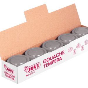 jovi bote de tempera escolar 35ml aplicacion en multiples superficies uso con pincel, rodillo o espatula colores mezclables color gris