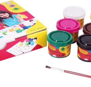 jovi pack con 12 botes de tempera 35ml mezclables para papel, cartulina, madera, tela, pasta de modelar y barro incluye pincel colores surtidos