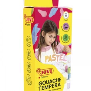 jovi gouache tempera estuche de 6 botes 15ml tempera escolar colores pastel + pincel mezclables incluye pincel color surtido