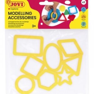jovi bolsa colgable con 8 moldes de corte figuras geometricas moldes de plastico para plastilina facil de usar duraderos diseño educativo color amarillo