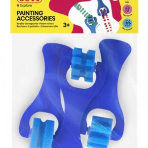 jovi bolsa colgable con 3 rodillos espuma pequeños estampados diversos formas diferentes mango resistente facil limpieza con agua y jabon color azul