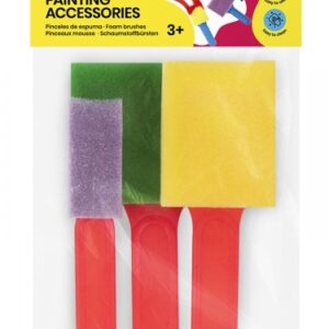 jovi painting accessories pack de 3 pinceles de espuma tamaños diferentes especiales para pintura de dedos faciles de limpiar con agua y jabon color varios