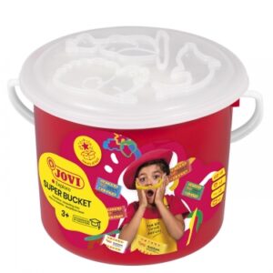 jovi super bucket pack 6 pastillas de plastilina 50gr + accesorios pasta vegetal no se seca sin gluten inocua facil de moldear ideal para figuras en volumen color surtido