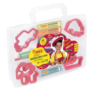 jovi modelling case pack de 10 pastillas de plastilina 15 gr + 6 moldes + 3 modeladores. 100% vegetal no se seca sin gluten facil de moldear color rosa