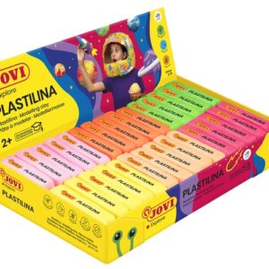 jovi expositor de 30 pastillas de plastilina 50gr colores neon 100% vegetal muy moldeable no se seca mezclables color surtido