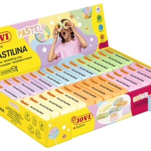 jovi expositor de 30 pastillas de plastilina 50gr 100% vegetal muy moldeable no se seca mezclables colores pastel surtidos