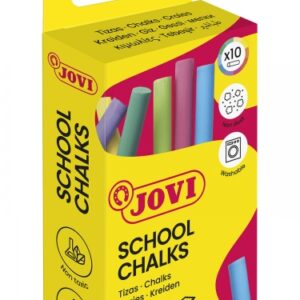 jovi school chalks caja de 10 tizas compactas sin polvo materias primas naturales trazos nitidos faciles de borrar resistentes poco resto de polvo color surtido