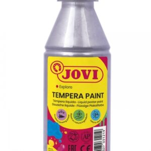 jovi tempera paint tempera liquida 250ml base agua lista para usar alto poder cubriente secado rapido excelente fluidez adherencia en multiples superficies color plata