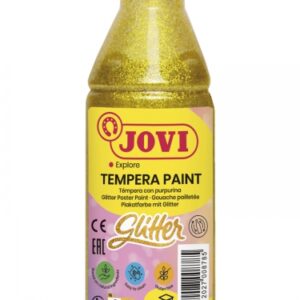 jovi glitter tempera liquida base agua 250ml particulas de purpurina excelente rendimiento secado rapido fluidez optima adherencia en multiples superficies color amarillo