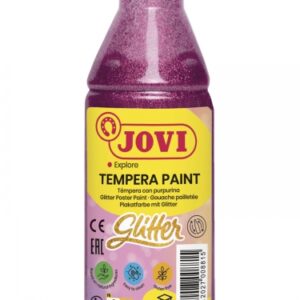 jovi glitter tempera liquida base agua 250ml particulas de purpurina excelente rendimiento secado rapido fluidez optima adherencia en multiples superficies color rosa