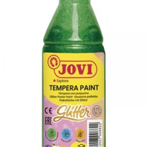 jovi glitter tempera liquida base agua 250ml particulas de purpurina excelente rendimiento secado rapido fluidez optima adherencia en multiples superficies color verde