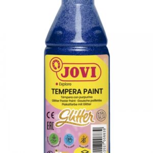 jovi glitter tempera liquida base agua 250ml particulas de purpurina excelente rendimiento secado rapido fluidez optima adherencia en multiples superficies color azul
