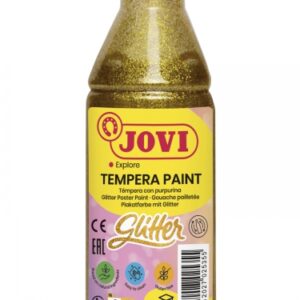 jovi glitter tempera liquida base agua 250ml particulas de purpurina excelente rendimiento secado rapido fluidez optima adherencia en multiples superficies color oro