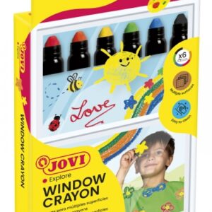 jovi glass estuche de 6 ceras en stick cera blanda con giro elevador base agua faciles de aplicar para superficies no porosas no manchan gran capacidad cubriente color surtido