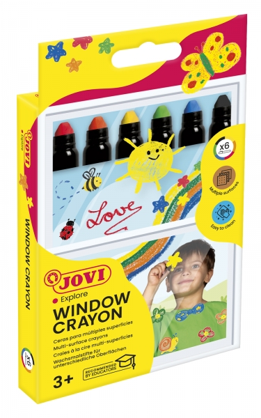 jovi glass estuche de 6 ceras en stick cera blanda con giro elevador base agua faciles de aplicar para superficies no porosas no manchan gran capacidad cubriente color surtido