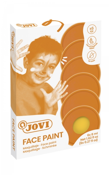 jovi estuche de 6 botes maquillaje crema hipoalergenico base grasa facil aplicacion gran cobertura sin parabenos facil de retirar color amarillo