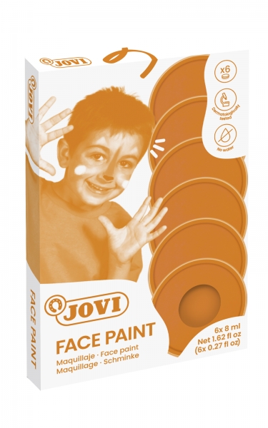 jovi estuche de 6 botes 8ml maquillaje crema hipoalergenico base grasa facil aplicacion gran cobertura sin parabenos facil de retirar color naranja