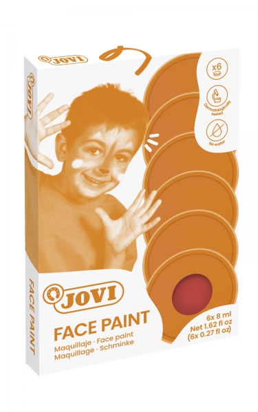 jovi estuche de 6 botes 8ml maquillaje crema hipoalergenico base grasa facil aplicacion gran cobertura colores mezclables sin parabenos retiro facil secado rapido color rojo