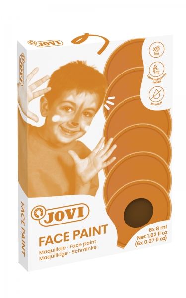jovi estuche de 6 botes 8ml maquillaje crema hipoalergenico base grasa facil aplicacion gran cubricion 12 colores mezclables sin parabenos facil de retirar color marrón