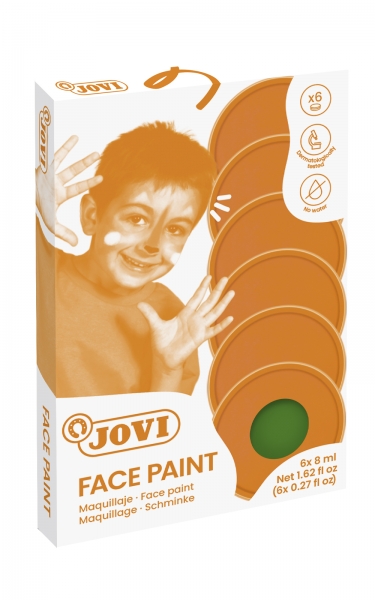 jovi estuche de 6 botes maquillaje crema hipoalergenico base grasa facil aplicacion gran cobertura sin parabenos facil de retirar color verde