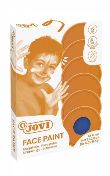jovi estuche de 6 botes 8ml maquillaje crema hipoalergenico base grasa facil aplicacion y retiro gran cubricion mezclables sin parabenos ni alergenos color azul oscuro