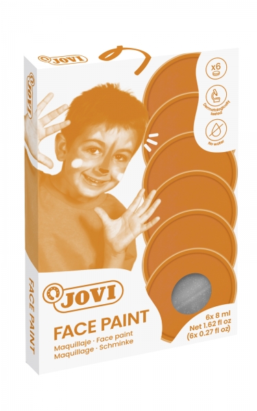 jovi estuche de 6 botes maquillaje crema hipoalergenico base grasa facil aplicacion gran cobertura colores mezclables sin parabenos retiro facil secado rapido color gris