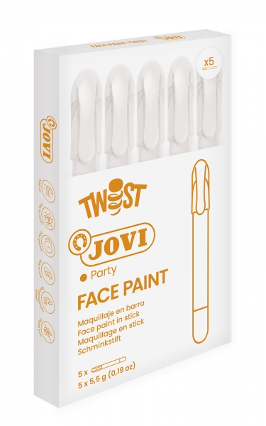 jovi twist stick de pintura de cara hipoalergenico base agua facil aplicacion gran cobertura secado rapido facil de retirar libre de parabenos y alergenos color blanco