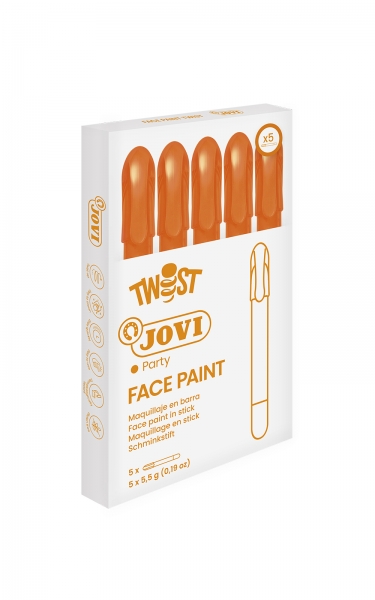 jovi twist stick de pintura de cara hipoalergenico base agua facil aplicacion gran cobertura seca rapido facil de retirar sin parabenos color naranja